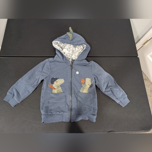 Tommy Bahama Blue Dinosaur Hoodie Set w/ White Graphic Tee and Pants in Size 3T - Picture 6 of 7